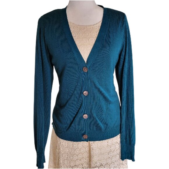 Blue Sky Clothing Co. Deep Teal Button Cardigan – Ocean Drift Softness - Picture 1 of 5